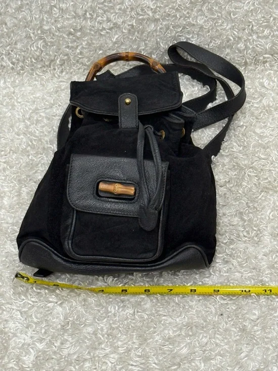 Gucci Mini Bamboo Backpack in Black Suede Leather - Picture 8 of 16